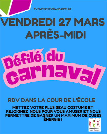 G D V B | 1 Cube énergie = 15 minutes continues d'activité physique