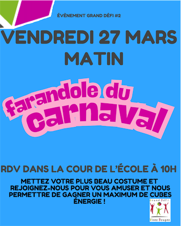 G D V B | 1 Cube énergie = 15 minutes continues d'activité physique